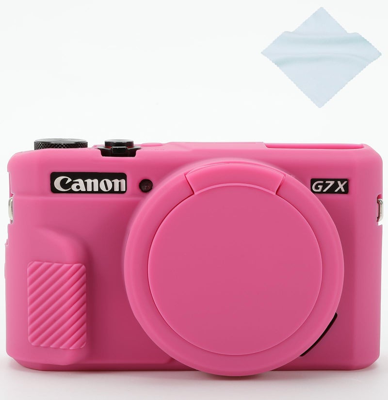 Yisau G7X Mark II Camera Case, G7X Removable Lens Cover Silicone Cover for Canon PowerShot G7X ii, G7X Accessories, Lightweight Rubber Soft Silicone Case - Rosered - Image 1