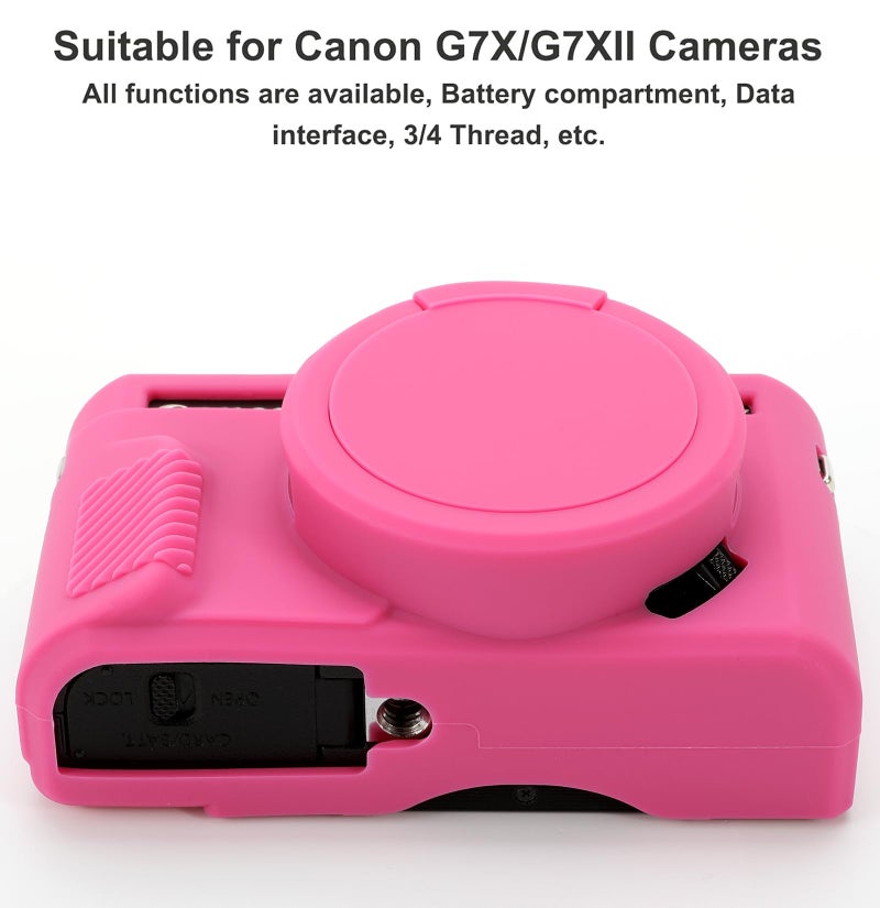Yisau G7X Mark II Camera Case, G7X Removable Lens Cover Silicone Cover for Canon PowerShot G7X ii, G7X Accessories, Lightweight Rubber Soft Silicone Case - Rosered - Image 3