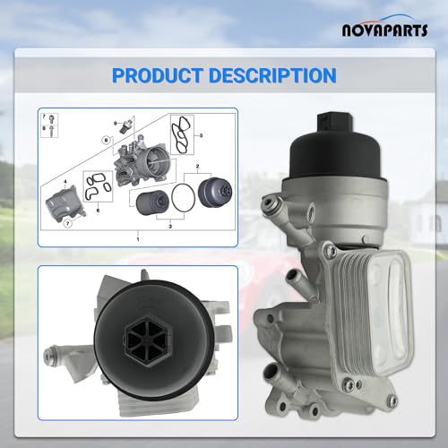 NOVAPARTS نوفابارتس 11428643745 غلاف فلتر مبرد زيت المحرك لسيارة ميني كوبر 2010-2015 ميني كوبر 2011-2016 ميني كوبر كانتريمان 2013-2016 ميني كوبر بايسمان 1.6L N18#11427583112 - Image 5