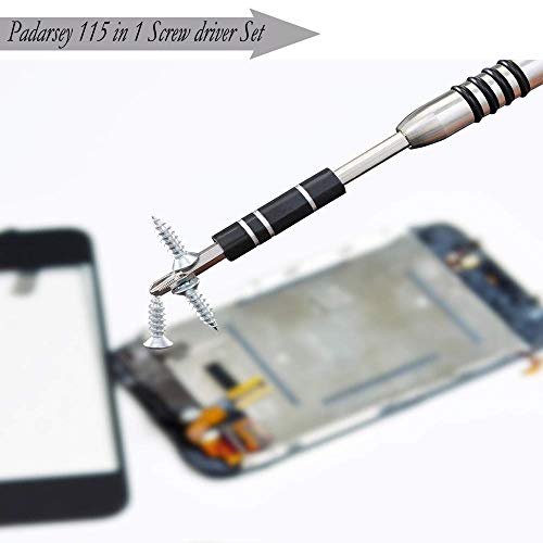 Padarsey Precision Screwdriver Set 115 in 1 Repair Tools Kit with Magnetic Driver Kit,Electronics Precision Screwdriver Set with Portable Bag for Repair Computer, Cell Phone, PC, iPhone,Lap Black - Image 5