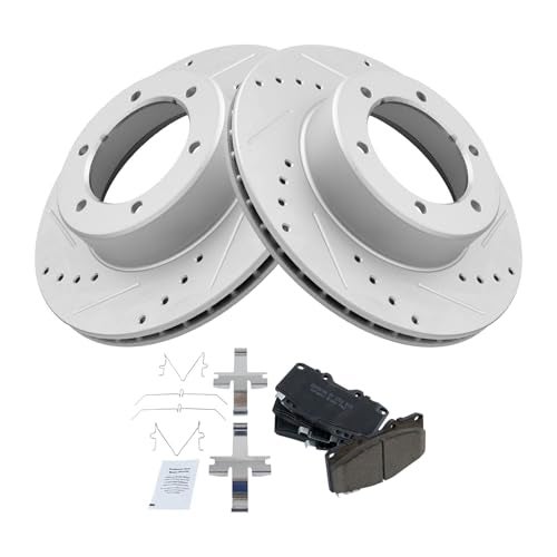 TRQ Front Performance Brake Pad & Rotor Kit Brake Pads Brake Rotors Set Ceramic Compatible with 1990-1991 Toyota 4Runner 1994-1995 Pickup - Image 1