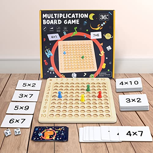 BAKAM Wooden Multiplication Board Math Game for Kids 812 Math Manipulatives Set with 100PCS Flash Cards for Kids 68 Years Old Montessori Counting Toy Preschool Learning - Image 1