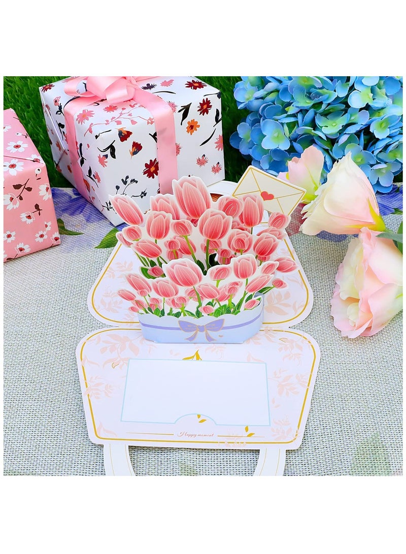 SOLARAE Pop Up Cards, Mother's Day Cards, Floral 3D Greeting Cards, Thank You Cards, Mom Cards with Envelopes, Perfect for Birthday Cards, Weddings, Anniversary, Teachers' Day Thank You Cards (3 Pieces) - Image 3