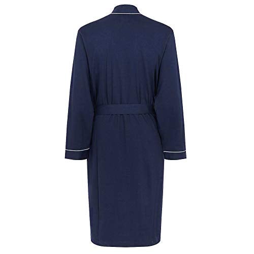 HOLOVE Mens Cotton Kimono Robes Lightweight Soft Knit Big and Tall Spa Bathrobes (Navy Blue 2XL/3XL) - Image 3
