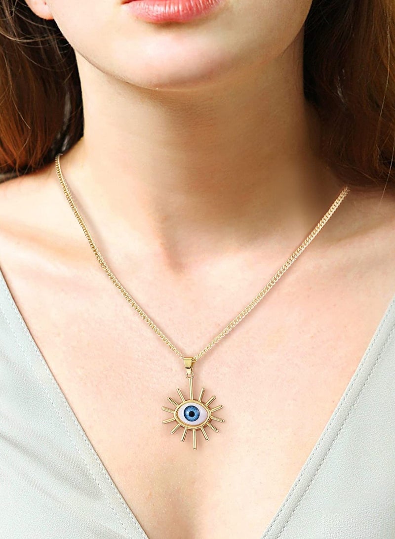 KASTWAVE 5 Pcs Brass Sun Charm Sun with Evil Eye Pendants Evil Eye Charms Pendants for Jewelry Necklace Bracelet Earring Making - Image 4