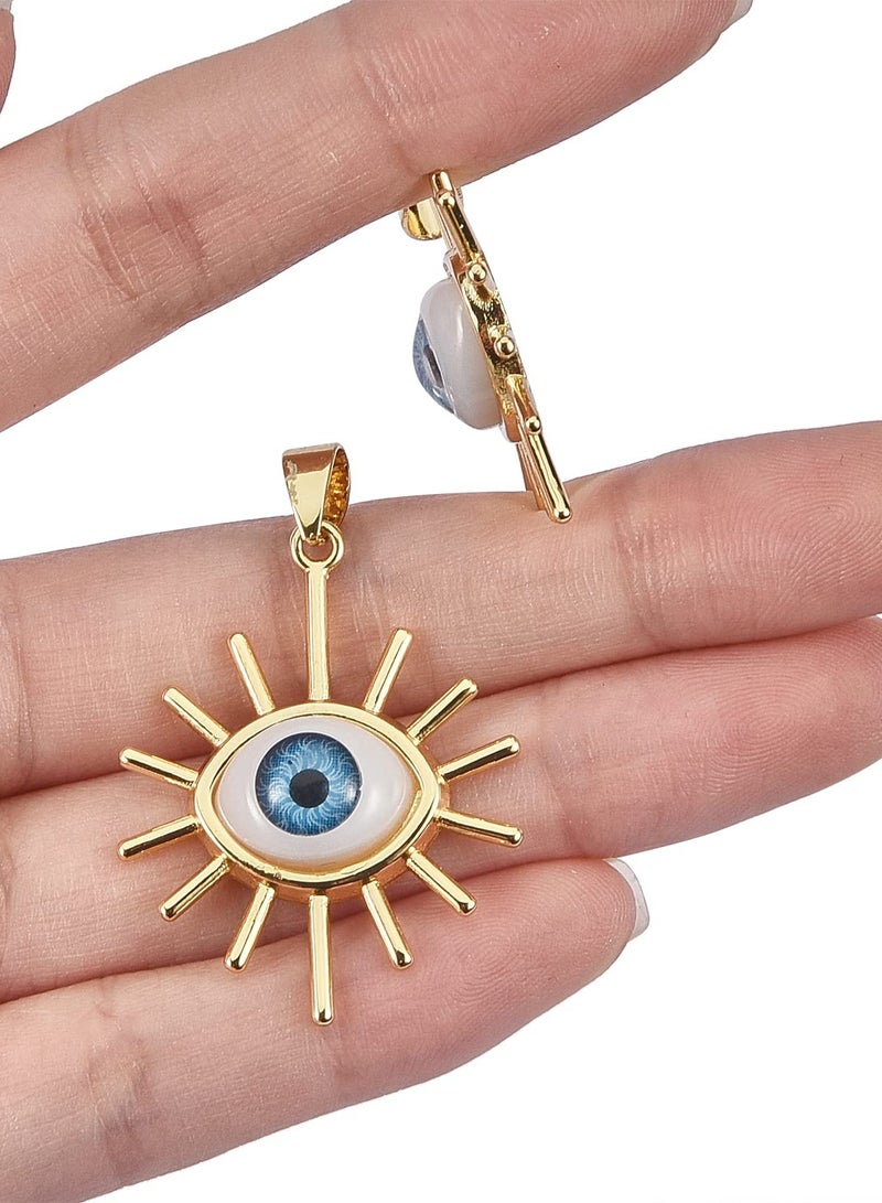 KASTWAVE 5 Pcs Brass Sun Charm Sun with Evil Eye Pendants Evil Eye Charms Pendants for Jewelry Necklace Bracelet Earring Making - Image 5