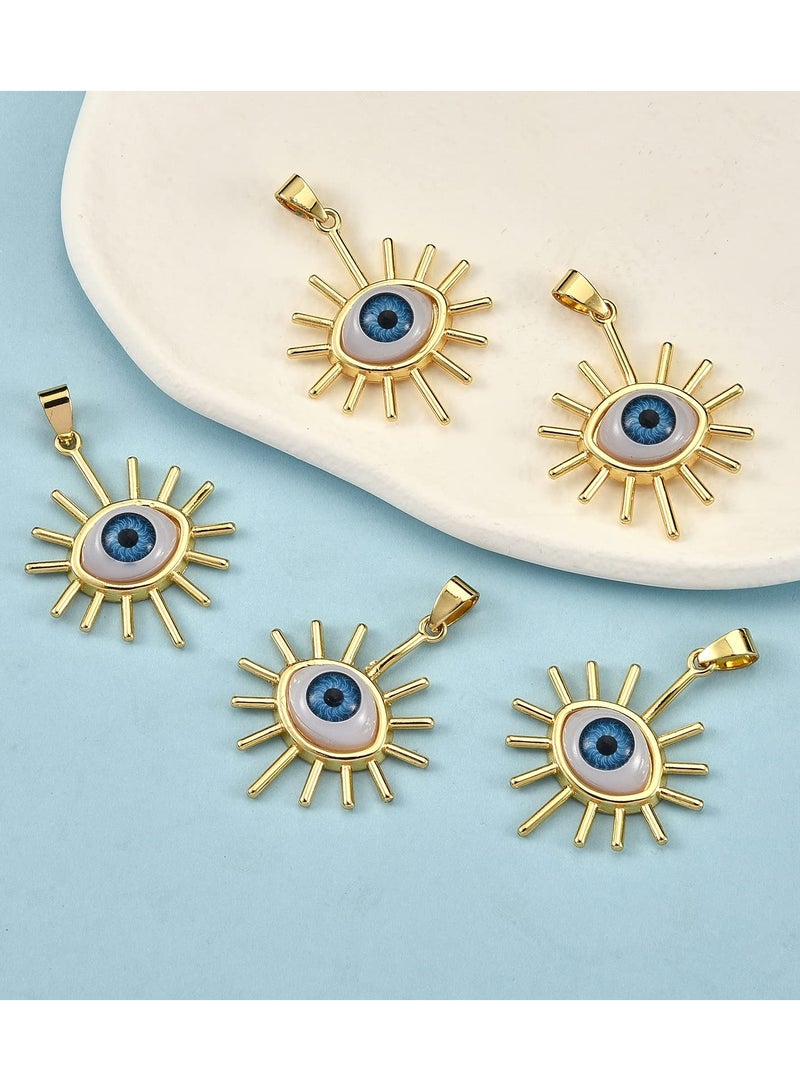 KASTWAVE 5 Pcs Brass Sun Charm Sun with Evil Eye Pendants Evil Eye Charms Pendants for Jewelry Necklace Bracelet Earring Making - Image 3