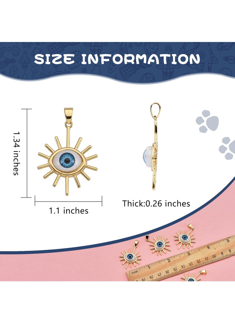 KASTWAVE 5 Pcs Brass Sun Charm Sun with Evil Eye Pendants Evil Eye Charms Pendants for Jewelry Necklace Bracelet Earring Making - Image 2
