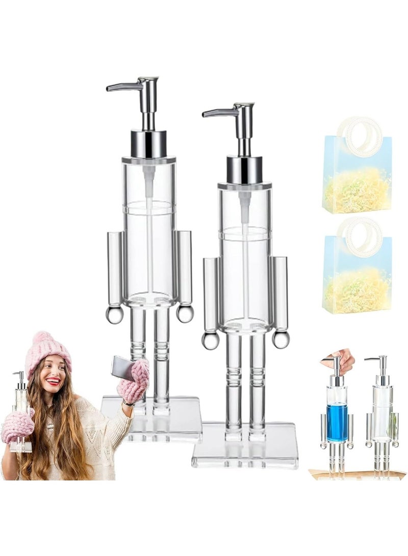 NANAO Nutcracker Soap Dispenser, Decorative Refillable  Hand Soap Bottle, Transparent Acrylic Festive Wash Liquid Lotion Pump for Holiday Bathroom & Home Kitchen Accessories Decor Gifts - Image 1