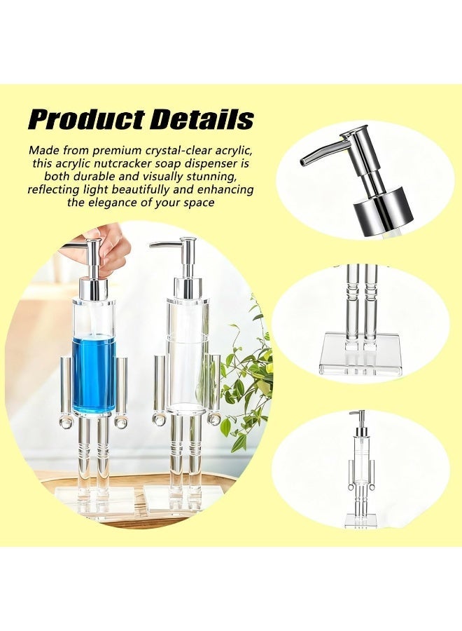 NANAO Nutcracker Soap Dispenser, Decorative Refillable  Hand Soap Bottle, Transparent Acrylic Festive Wash Liquid Lotion Pump for Holiday Bathroom & Home Kitchen Accessories Decor Gifts - Image 4