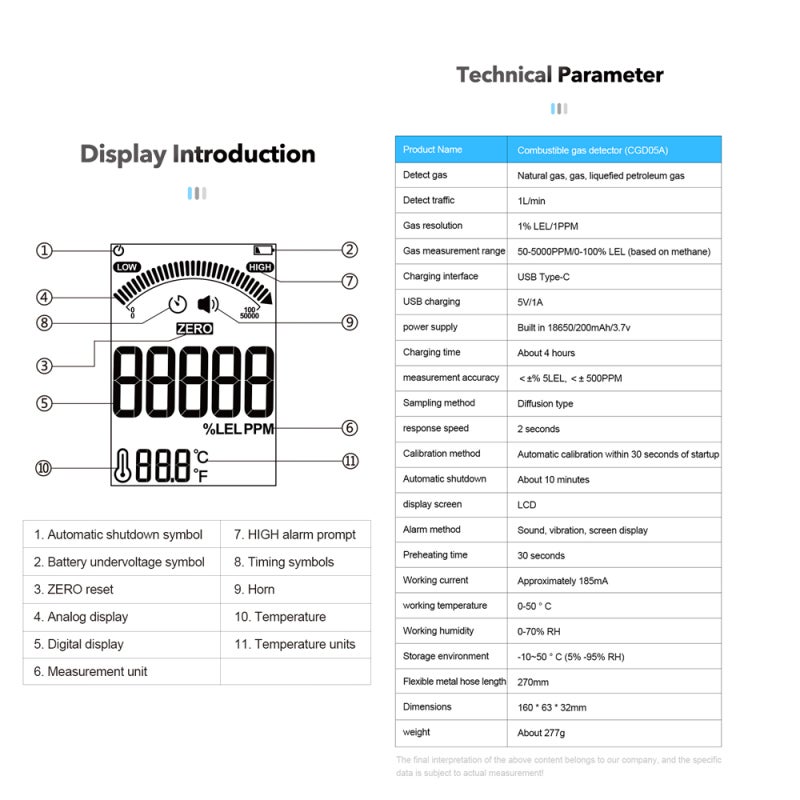 Combustible Gases Detector: Compact ABS Dropproof Dust-proof Body, High-precise Interference-resistant Sensor - Flexible Metal Hose Leak Detector, Natural Gases Detector for Home Industrial Complex Me - Image 2