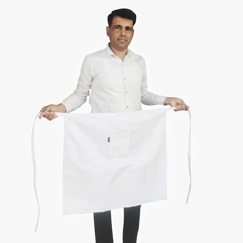 Switchon Polyester Waist Multipurpose Free Size unisex Apron - Proudly Made in India (White_Plain) - Image 1