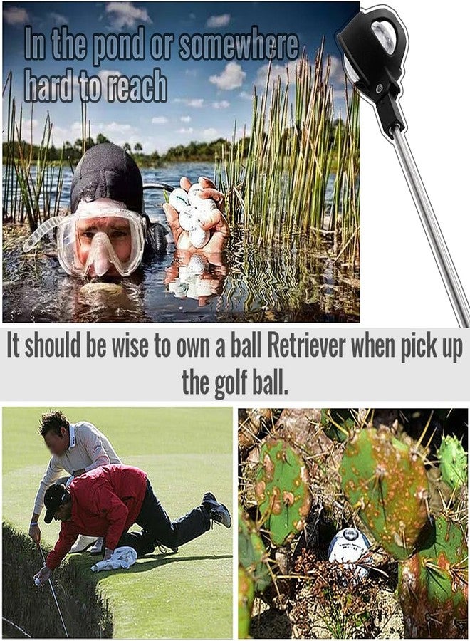 Famgee Portable Retractable Stainless Steel Golf Ball Retriever Telescopic Pick Up Scoop Saver Automatic Locking Shaft Tool with Golf Ball Grabber for Putter Extended Length 9 Ft - Image 4
