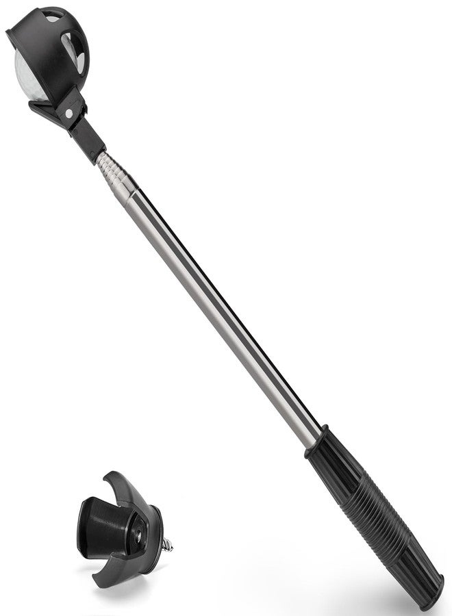 Famgee Portable Retractable Stainless Steel Golf Ball Retriever Telescopic Pick Up Scoop Saver Automatic Locking Shaft Tool with Golf Ball Grabber for Putter Extended Length 9 Ft - Image 1