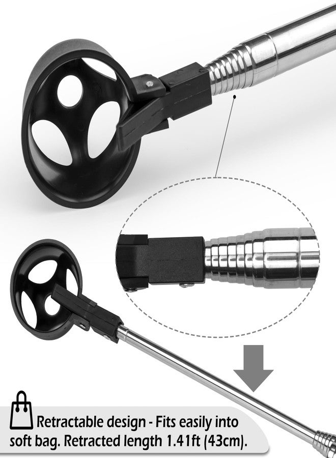 Famgee Portable Retractable Stainless Steel Golf Ball Retriever Telescopic Pick Up Scoop Saver Automatic Locking Shaft Tool with Golf Ball Grabber for Putter Extended Length 9 Ft - Image 2