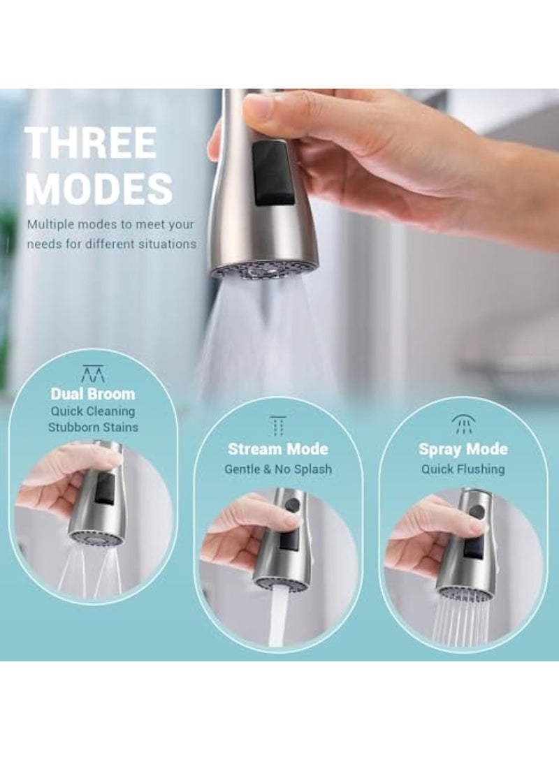 YelaJoy Kitchen Faucet Mixer with Pull Down Sprayer Brushed Nickel, Kitchen Tap with 3 Water Modes for Sink, Single Handle High Arc Kitchen Faucets Stainless Steel - Image 2