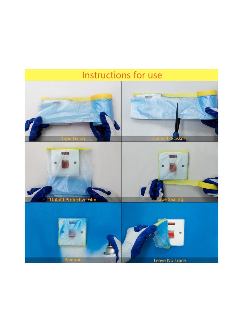 SYOSI 6 Pack Tape and Drape Pre Taped Masking Protective Film for Automotive Covering Assorted Masking Paper Painting 3 Sizes  - Image 5