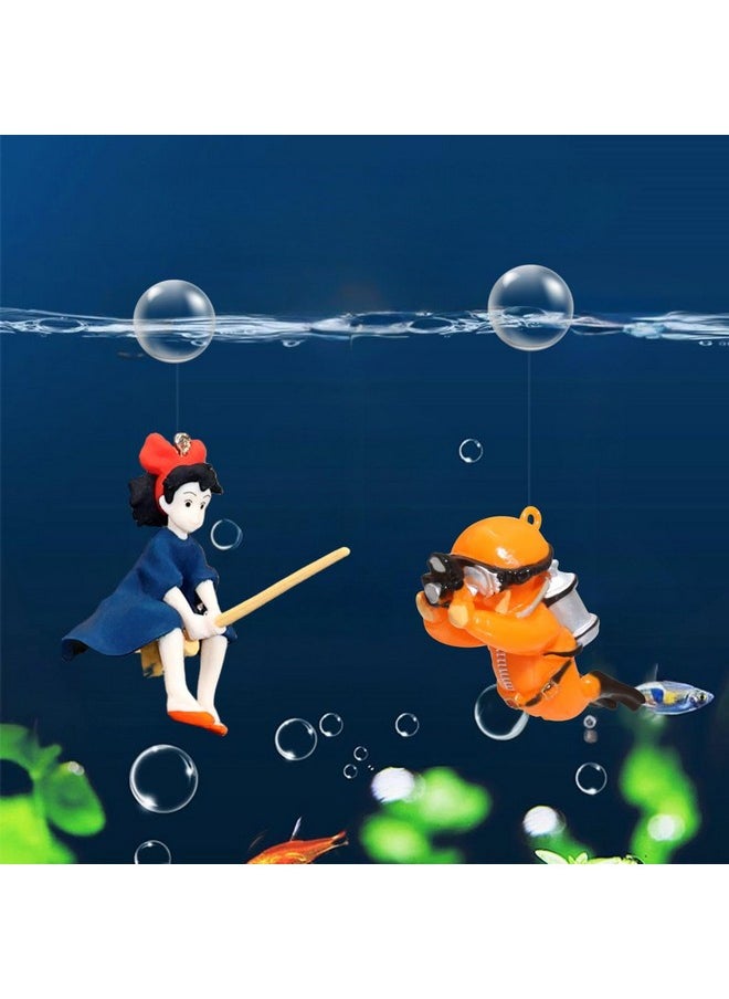VAYINATO (Pack Of 2) Floating Little Witch & Diver (Random Color) Aquarium Decorations Landscaping Fish Tank Toy - Cute And Lifelike Ornaments For A Magical Underwater World By Petzlifeworld  - Image 1