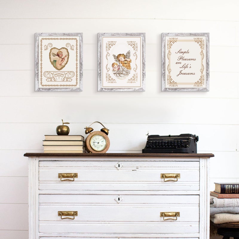 upsimples upsimples 8.5 By 11 Picture Frame  Display Pictures 6x8 with Mat or 8.5 x 11 Without  Wall Hanging Photo Frames  Rustic White  1 Pack - Image 2