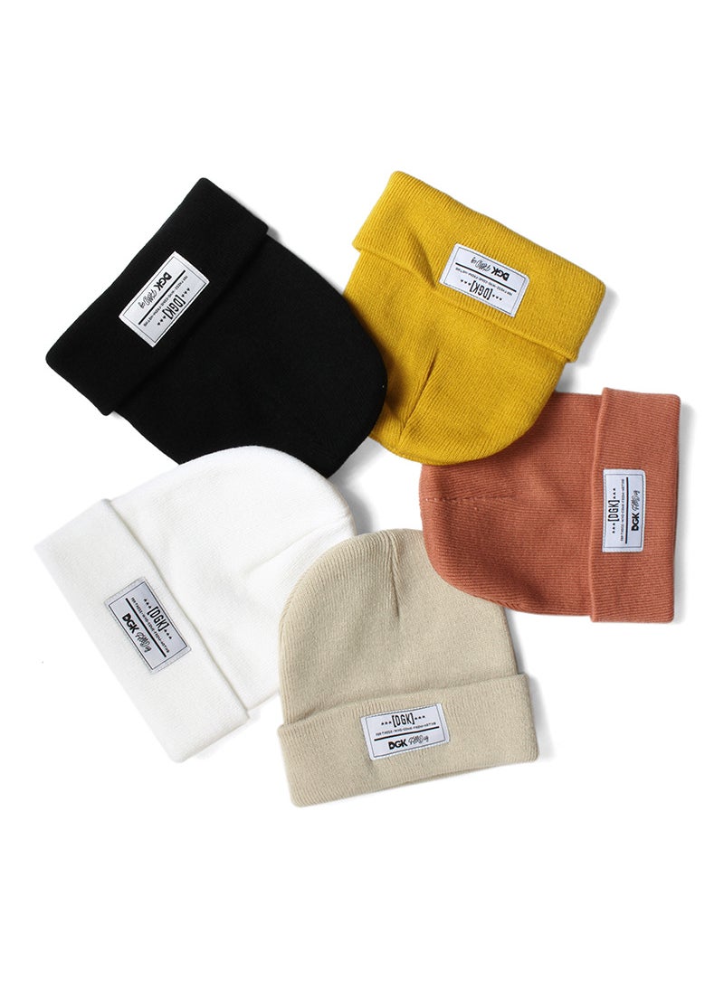 Generic - Foreign trade new ski warm autumn and winter pullover knitted hat DGK letter wool hat mens and womens beanie hat Beige - Image 1