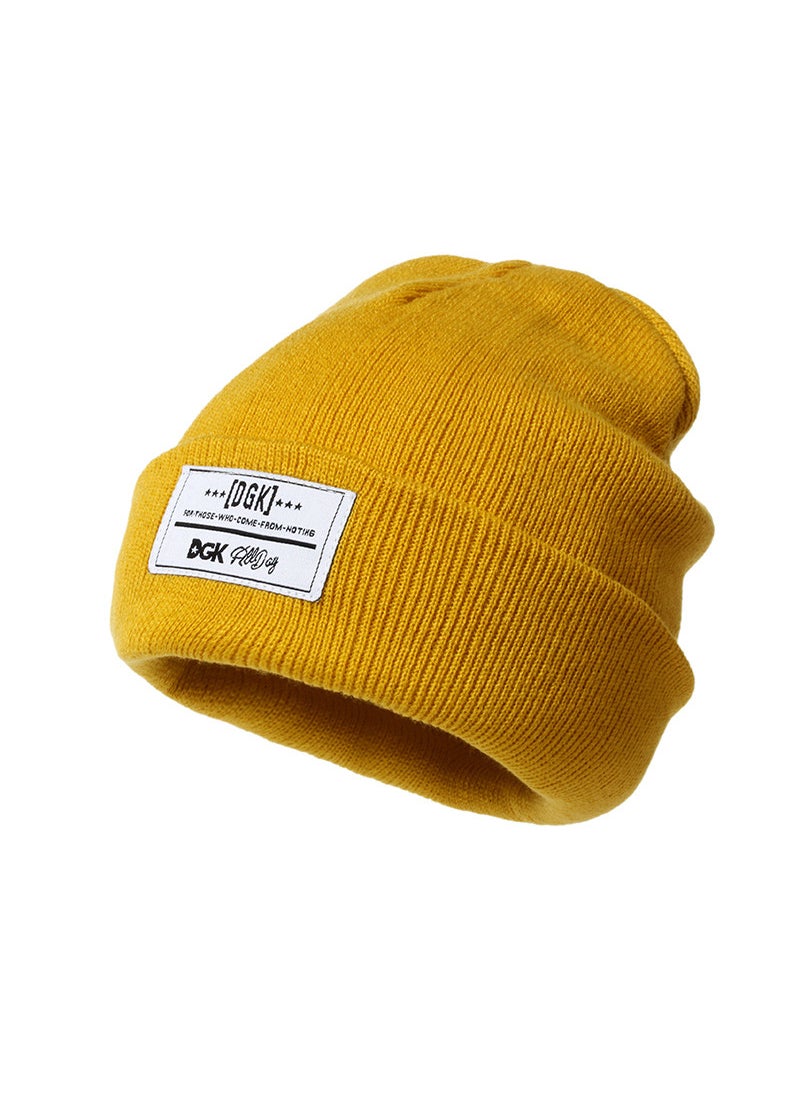 Generic - Foreign trade new ski warm autumn and winter pullover knitted hat DGK letter wool hat mens and womens beanie hat Beige - Image 1