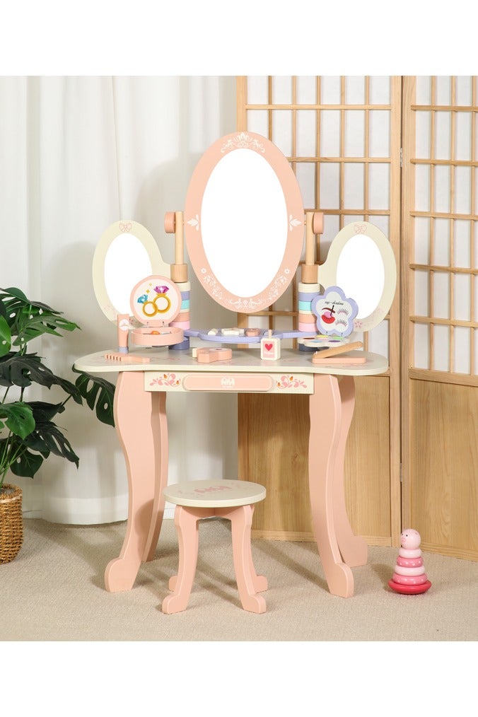 Wooden Dressing Table and Chair With Children Toys - Image 2