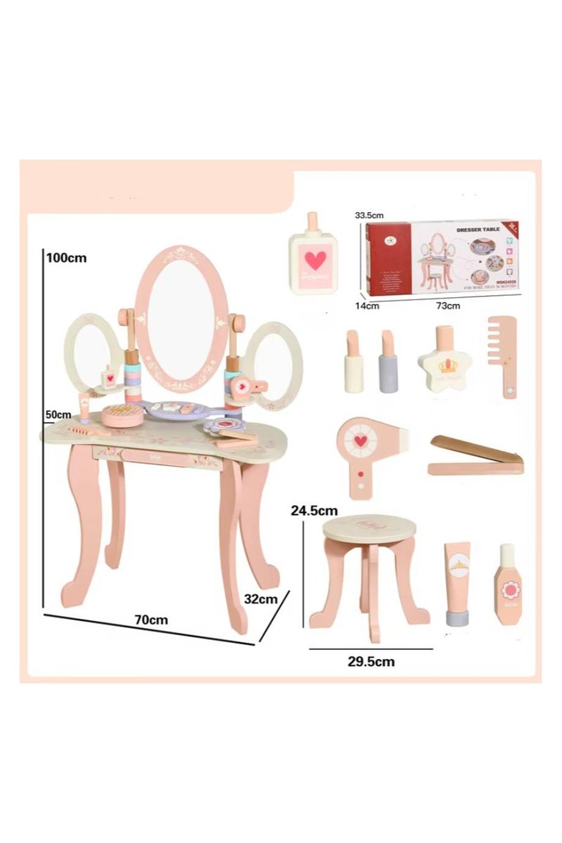 Wooden Dressing Table and Chair With Children Toys - Image 4
