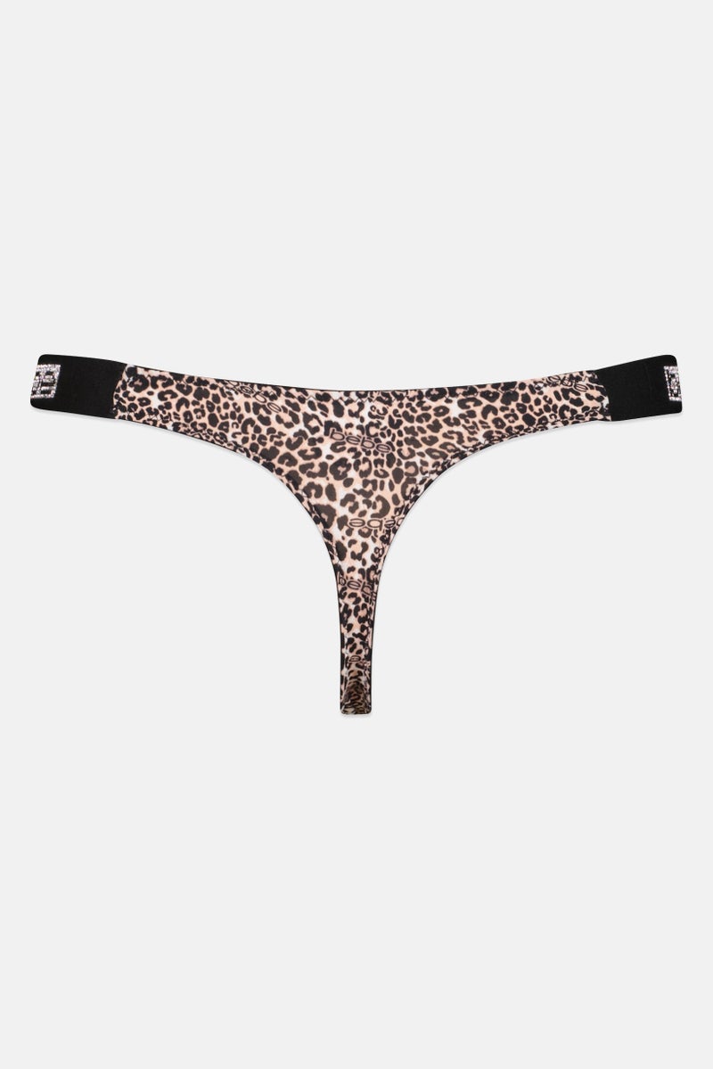 bebe Women 3Pcs Animal Print Thong Panties, Multicolor - Image 4
