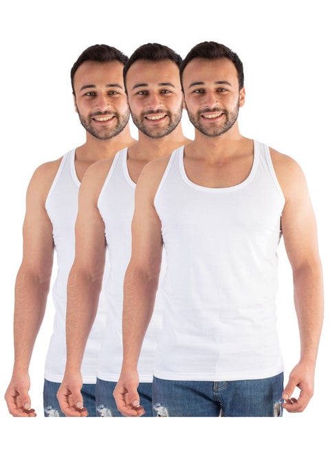 3 Pieces Men Underwear Tank Top Sport-White
