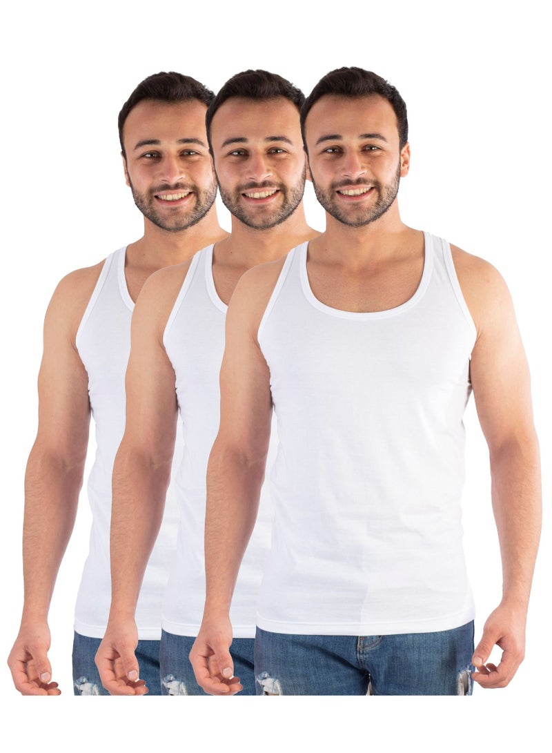 Jet 3 Pieces Men Underwear Tank Top Sport-White 