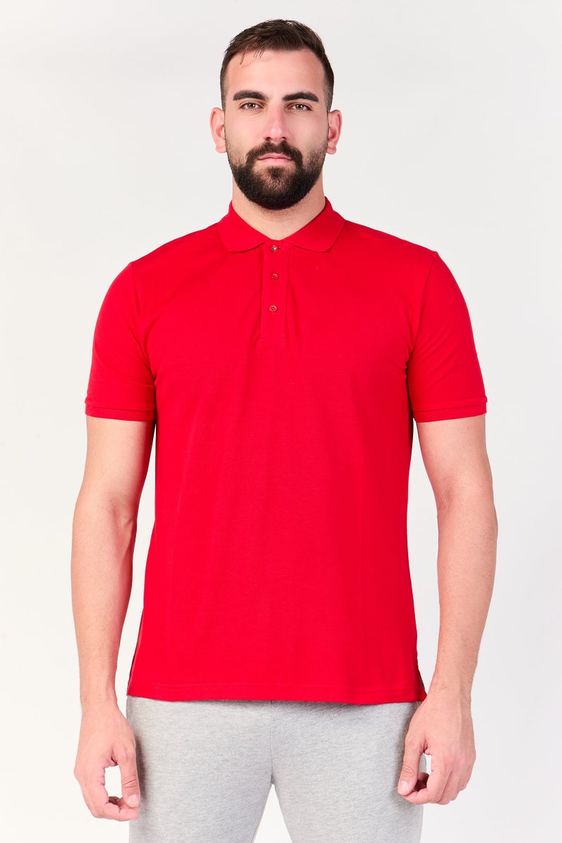 Ferrari قميص بولو قصير الأكمام للرجال، رياضي، خارجي، أحمر - Image 1
