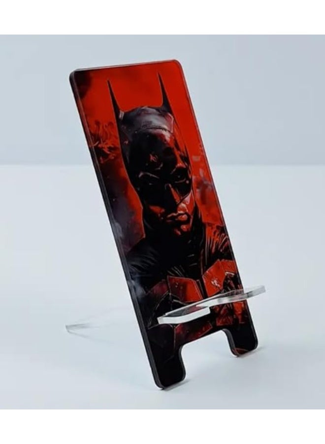 Phone Stand, Dark Knight Design, Decorative Mobile Device Holder, Red and Black - Image 1