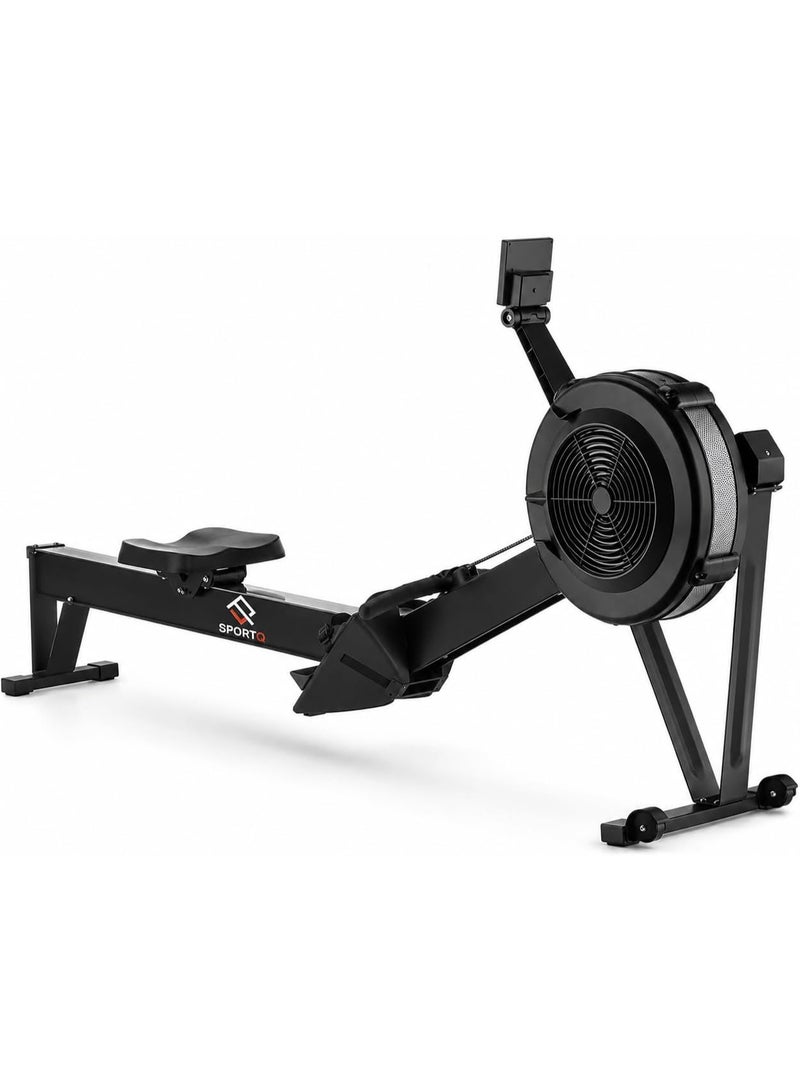 سبورت كيو جهاز روينج ماشين Air Rower احترافي بمقاومة هوائية، شاشة رقمية LCD، قابل للطي والتخزين، يتحمل 200 كجم، لياقة وكارديو وتمرين كامل للجسم - Image 1
