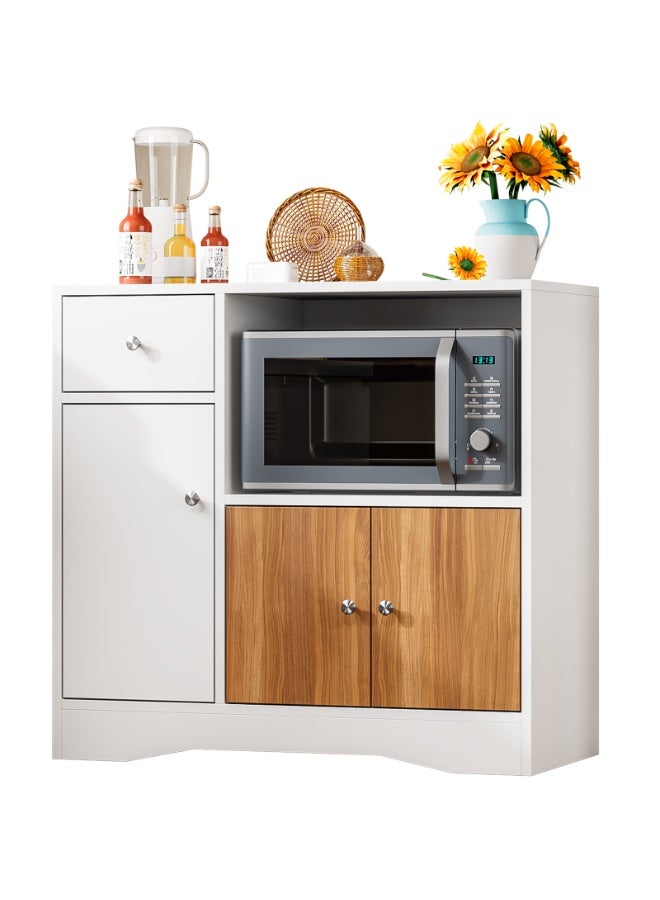 Forthcan Microwave Cabinet, Modern Small Sideboard Buffet Cabinet Microwave Stand, Wooden Kitchen Cabinet with Open Shelves for Dining Room, Living Room, Kitchen - Image 1