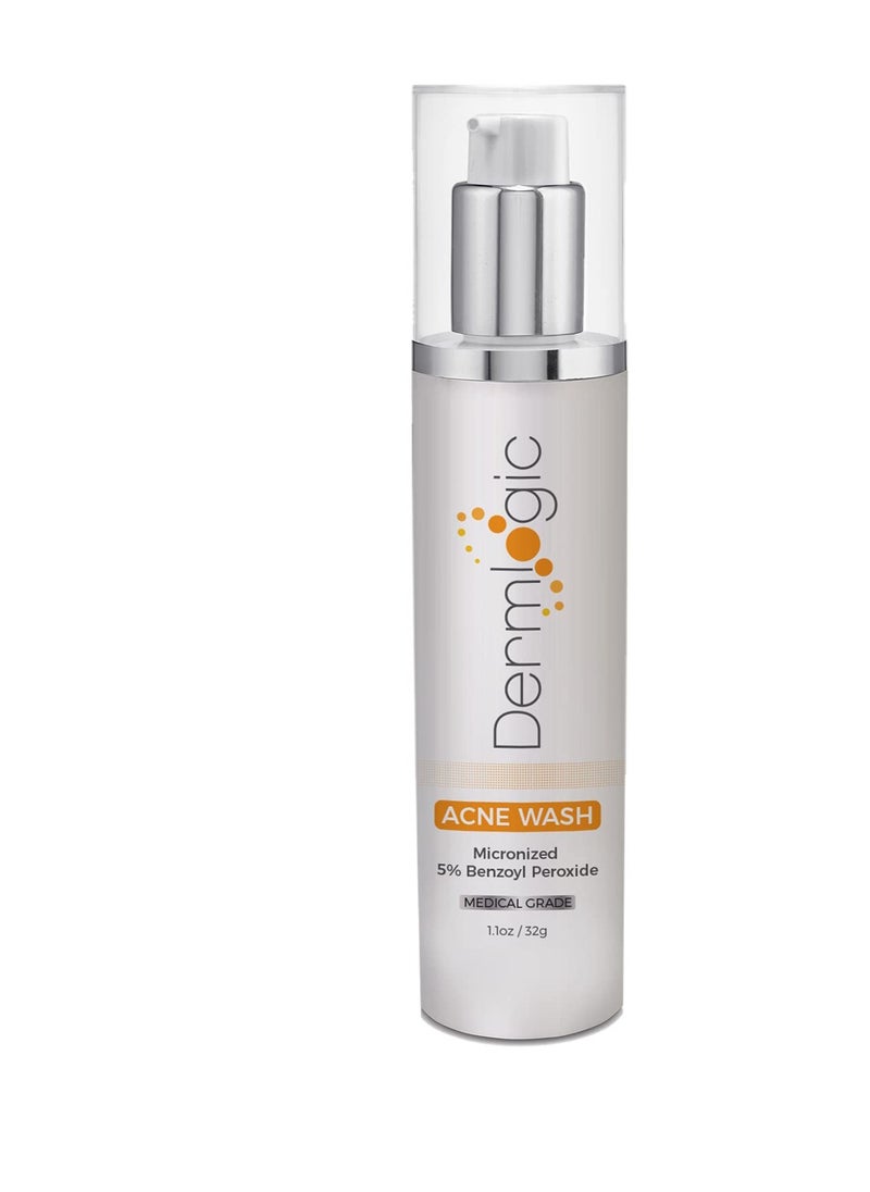 Dermlogic Acne Treatment- 5% Benzoyl Peroxide Face & Body Wash- Penetrates Deep within Pores to Immediately Fight Zits to Clear Skin. Eliminates and Prevents New Pimples from Forming.  - Image 1