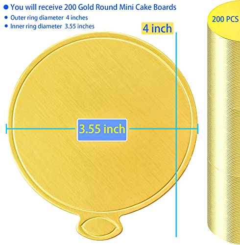 MotBach 200 Pcs Round Golden Cardboard, 3.5 Inch Round Mini Cake Boards, Mousse Cake Base, Cake Paper Board, Circle Patries Cardboard, Cupcake Base Display, Dessert Board - Image 2