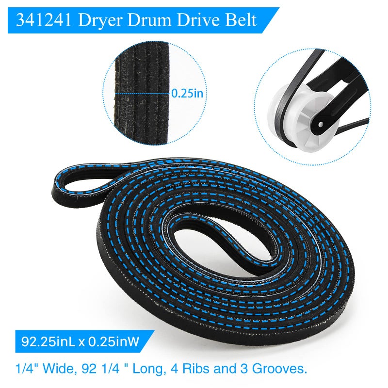 طقم صيانة وإصلاح المجفف 4392065 من Funmit - متوافق مع مجفف عريض Whirlpool Kenmore Amana Maytag مقاس 29 بوصة - تتضمن الحزمة حزام الأسطوانة وبكرة المهمل - الجودة الأصلية - Image 4