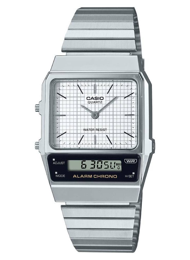 Casio ساعة كوارتز مقاومة للماء - أنالوج ورقمية ستانلس ستيل - مينا أبيض - AQ-800E-7ADF - 32 ملم - Image 1