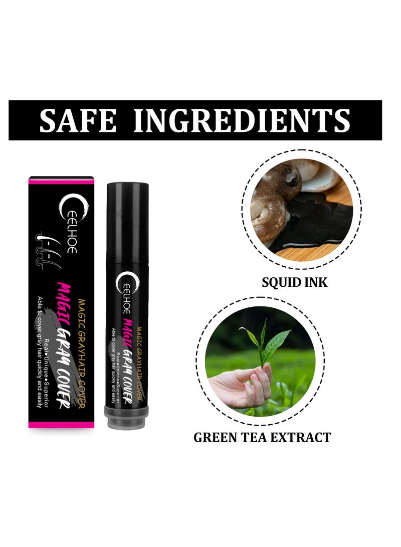 إيلهو 20 مل، صالون شعر نباتي للاستعمال مرة واحدة، قابل للغسل، غير ضار، بديل للشعر، لون أسود بني، عصا تغطية شعر بيضاء سريعة - Image 4