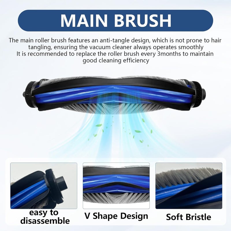 Frexusuent 20 Pcs Accessories for Yeedi S14 Plus, for Ecovacs Deebot X8 Pro Omni Robot Vacuum Cleaner, 1 Main Brush, 2 Roller Mop Pad, 4 HEPA Filters, 6 Dust Bags, 6 Side Brushes, X8 Pro Omni Replacement Kit - Image 3