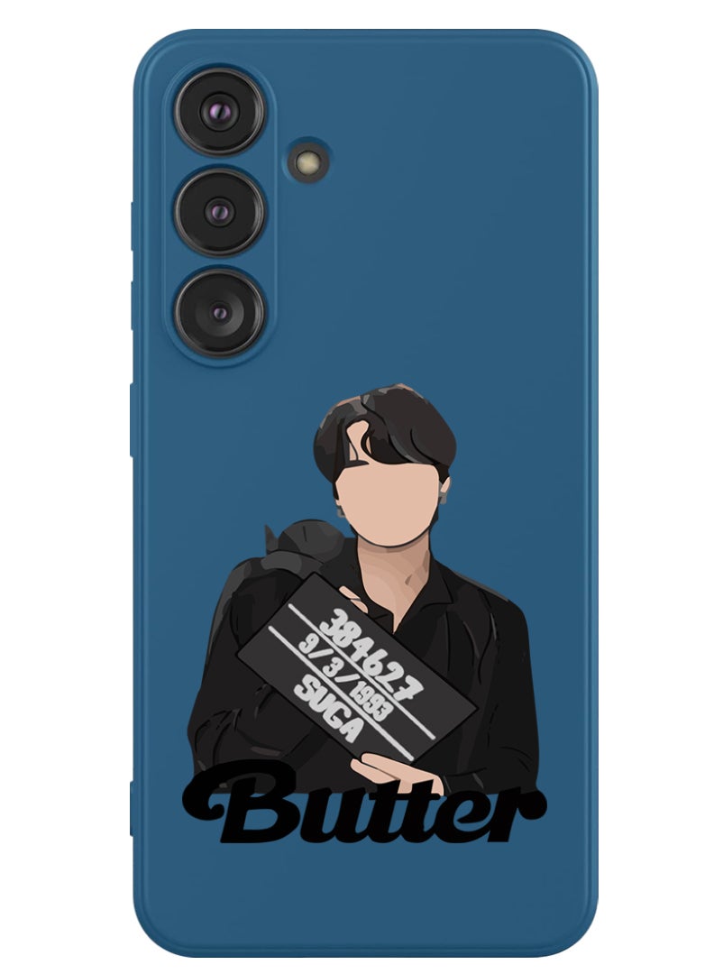 Theodor Protective Slim Fit Case Liquid Silicone Cover with Full Body Protection Anti-Scratch Shockproof Case For Samsung Galaxy S24 (Blue) - Butter Black - Image 1