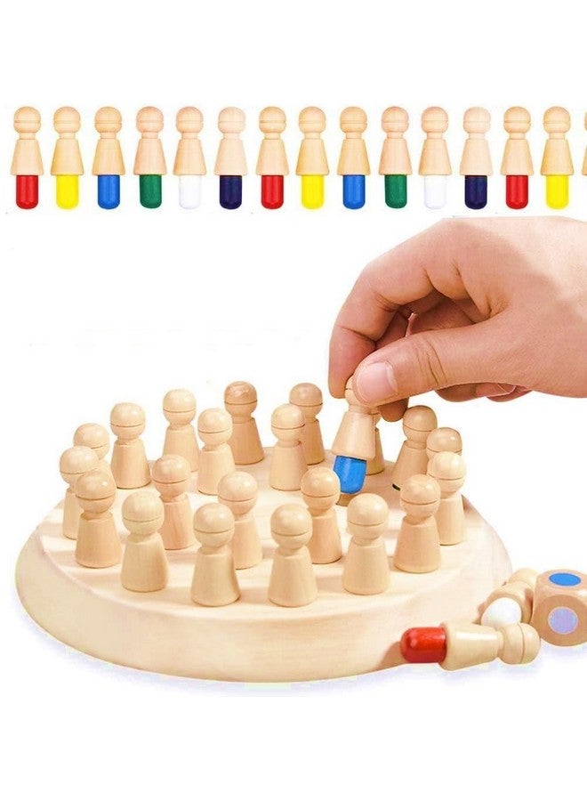 Super Toy Wooden Memory Chess Color Matching Game Multi Player Family Board Games For Kids And Adults, Learning Educational Toy For Toddler 3 4 5 6 7 8+ Year Old, Birthday Gift For Boy Girl - Image 1