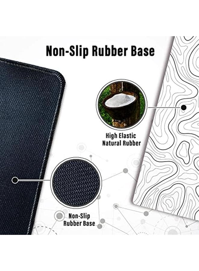 erorex Large Gaming Mouse Pad With Stitched Edges Minimalist Topographic Map Desk Mat Extended Xl Mousepad With Anti Slip Base Cool Desk Pad For Keyboard And Mouse 31.5 X 11.8 In White - Image 4