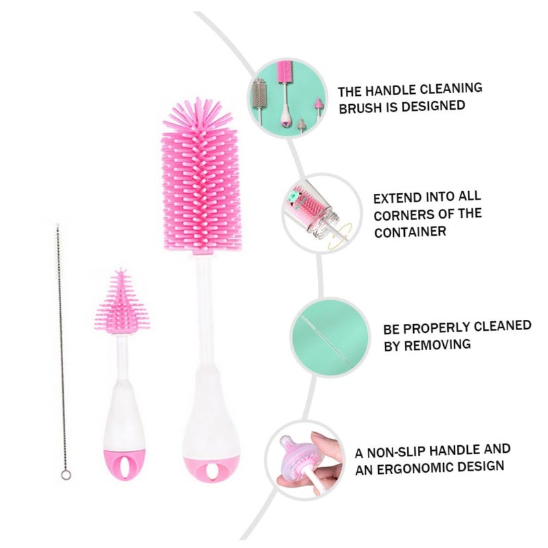 Baby Bottle Cleaning Brush Set with Handle Non Slip Grip for Pacifiers and Straws Easy to Clean - Image 5