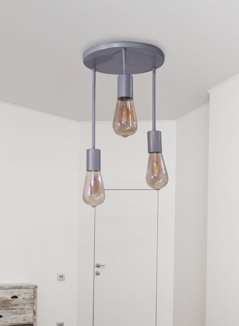El Rawda Lighting Peto Ceiling Lamp - 3 Lights | modern decorative LED E27 pendant light ceiling lamp hanging | suitable for any room | Color: Grey | Size: 46x25 cm - Image 2