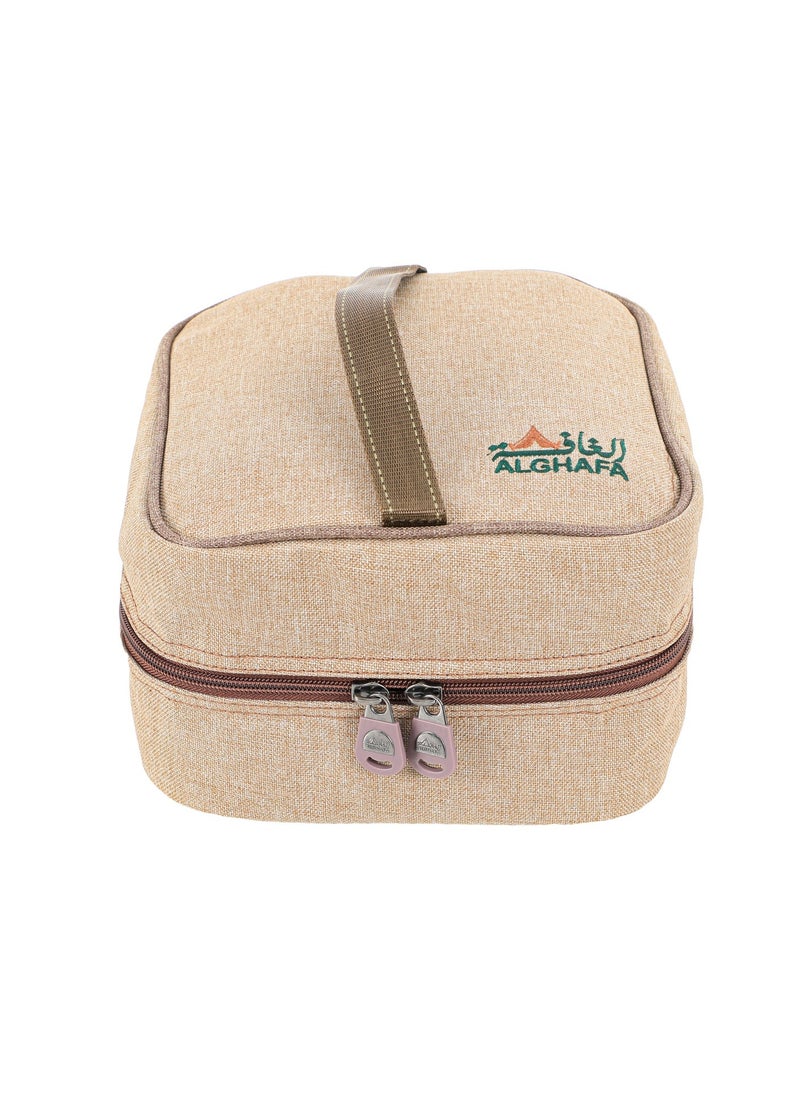 ALGHAFA ALGhafa, a bag of 6 gas cans, 220 grams, empty bag , wooden color, size 21*21*14 cm, for camping and trips  - Image 1
