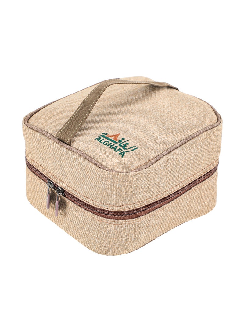 ALGHAFA ALGhafa, a bag of 6 gas cans, 220 grams, empty bag , wooden color, size 21*21*14 cm, for camping and trips  - Image 2