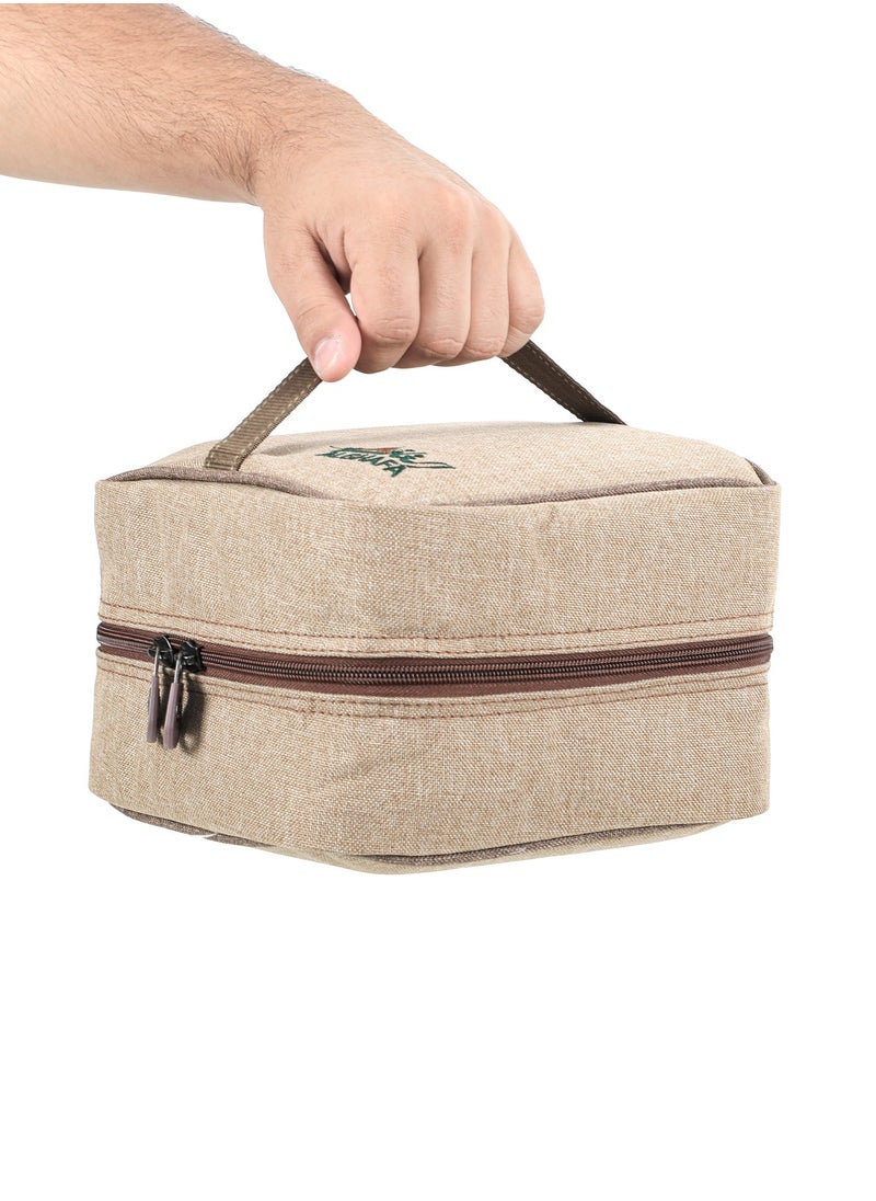 ALGHAFA ALGhafa, a bag of 6 gas cans, 220 grams, empty bag , wooden color, size 21*21*14 cm, for camping and trips  - Image 3