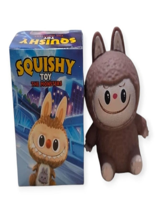 Generic Mainan Squishy The Monster Labubu Warna Warni Mainan Pencet Soft Toy Penghilang Stress Brown  - Image 3