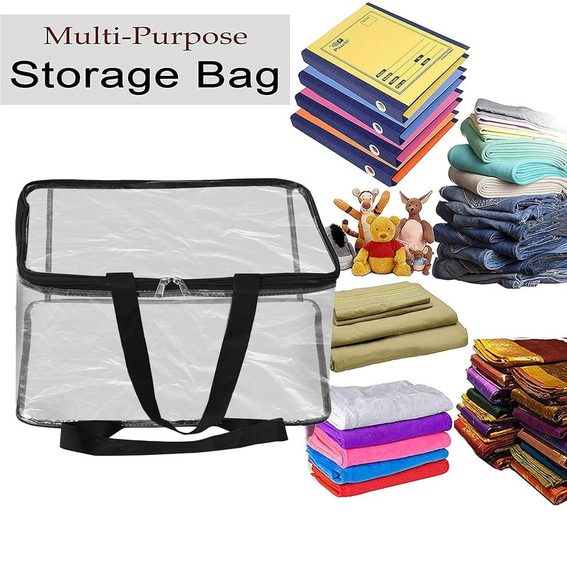 TAKIVA Transparent Pvc Storage Bag pack of 4 for Saree Covers Clothes Lehenga Blankets Bedsheets Toys Docs Wardrobe Organizer Clear Storage Box Bag - Image 5